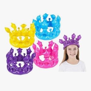 Plastic Royal Crown Dress-Up Hat for Kids - Purple Pink Blue And Yellow